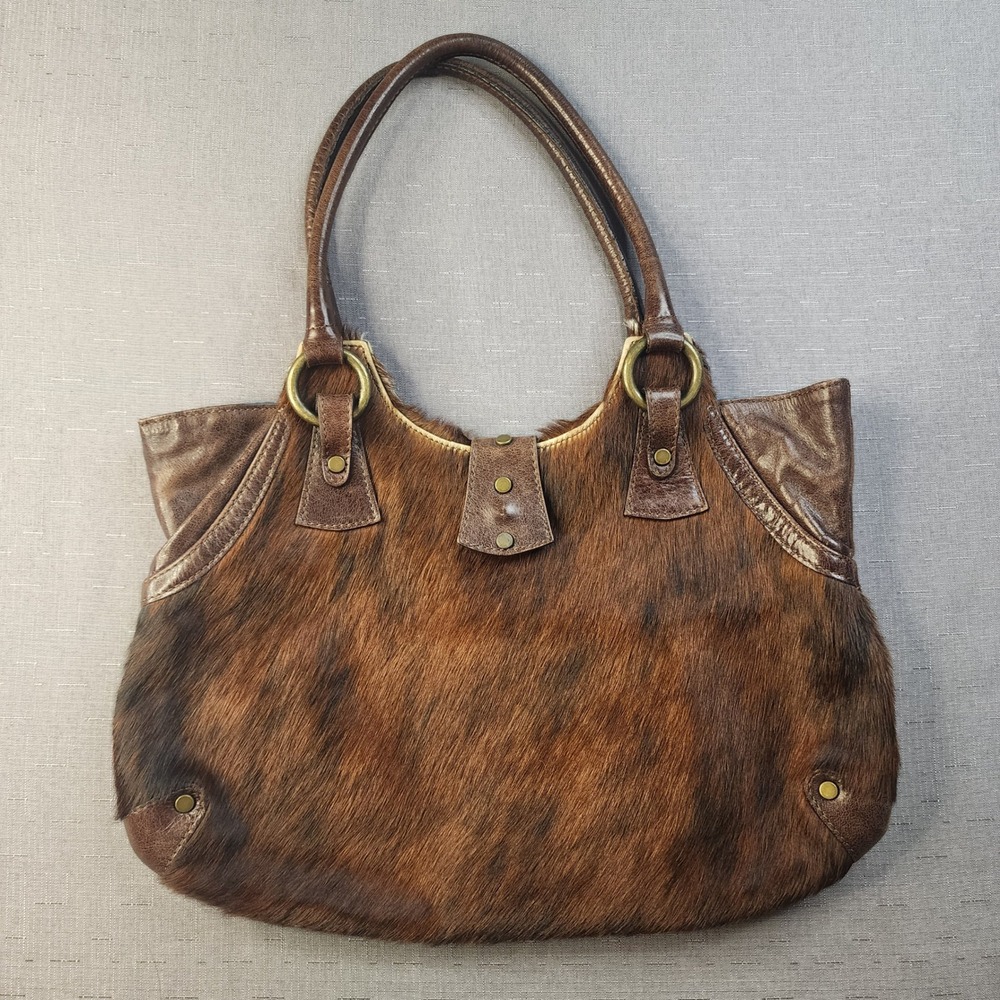 Tanner Leather Cowhide Hair on Hide Shoulder Bag Boho Purse Western Country